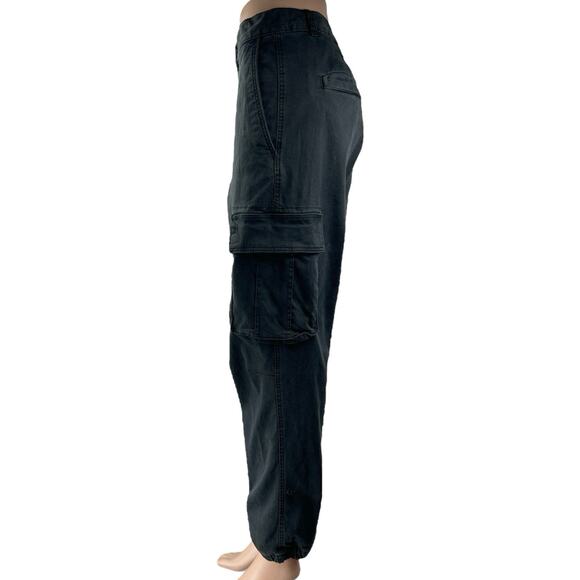 H&M Women's Black Slim Fit High Waisted Carrot Barrel Cargo Trousers Pants 34 - Picture 3 of 5